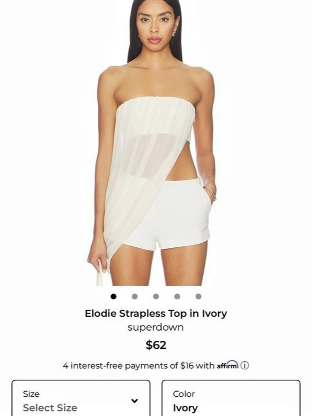 Superdown Elodie Strapless Top in White